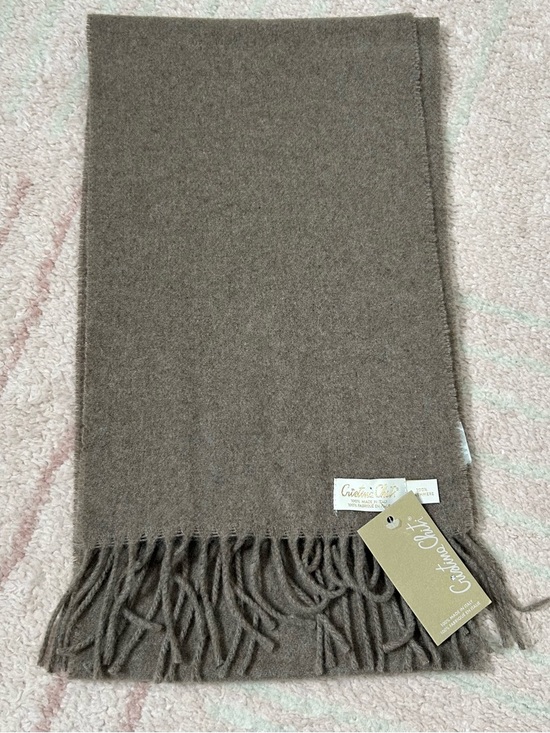 Cristina Chiti Accessories - NWT Cristina Chiti Soft 100% Cashmere Taupe Fringe Scarf Made in Italy Fall Gift